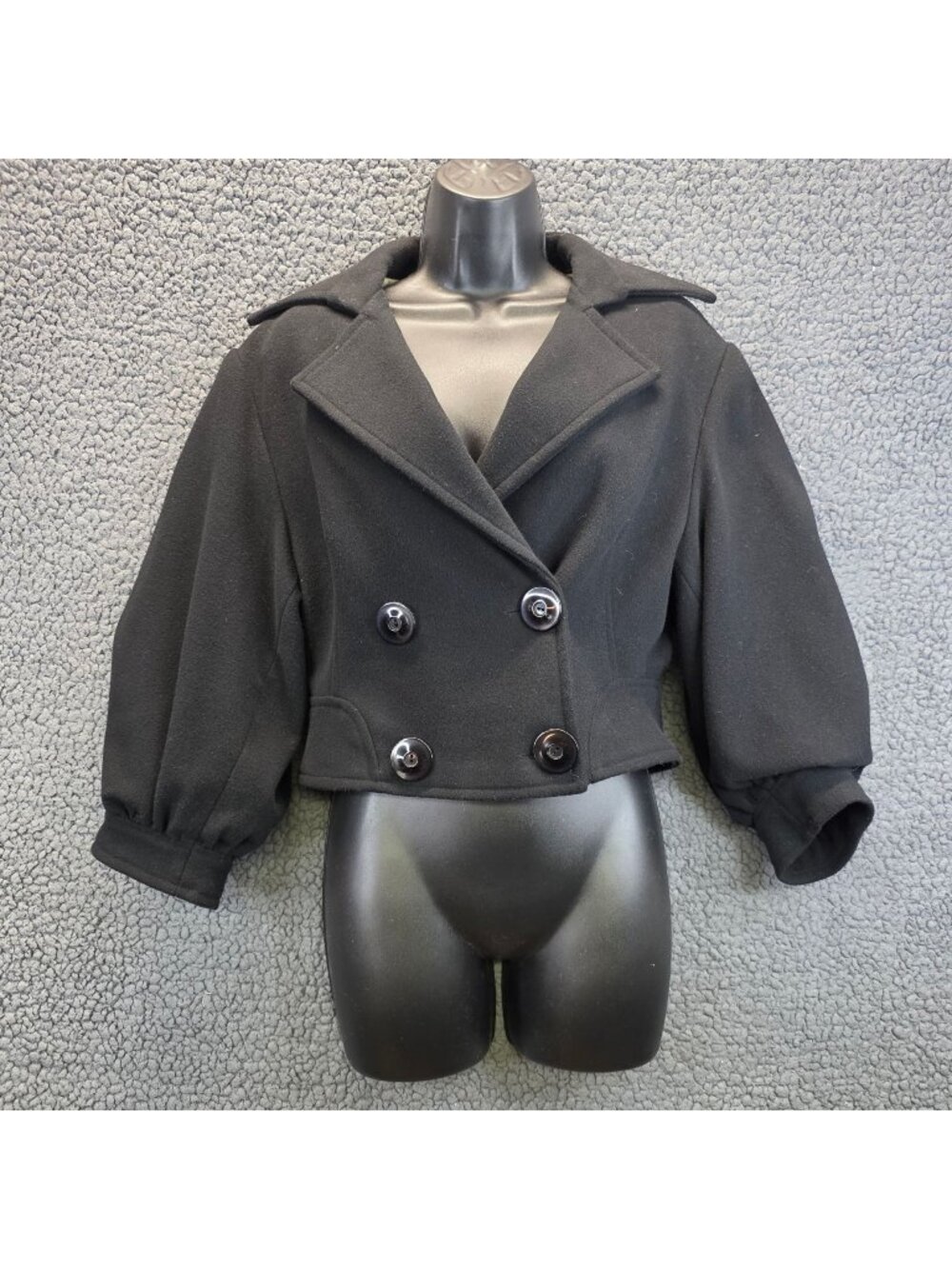 Rinascimento Italy Crop Double Breasted Jacket M Black Whimsygoth Minimalist